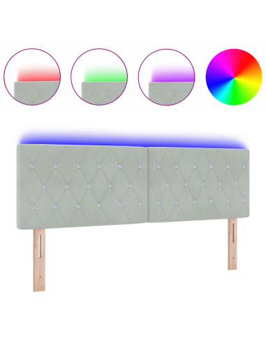 Testiera LED con testiera Grigio chiaro 160 cm Poliestere