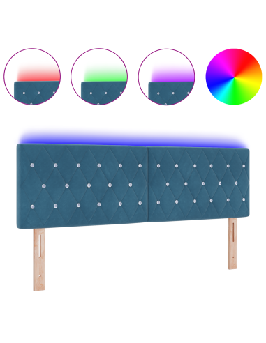 Testiera LED con testiera Blu Scuro 160 cm Poliestere