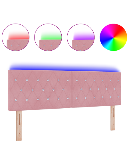 Testata LED con Bottoni Diamante Rosa 80 cm Velluto