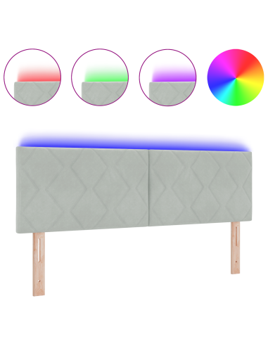 Testiera LED Grigio chiaro 144 cm Pelle Sintetica