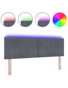 Testiera LED Grigio scuro 144 cm Pelle Sintetica 2