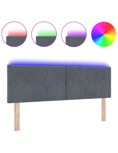 Testiera LED Grigio scuro 144 cm Pelle Sintetica