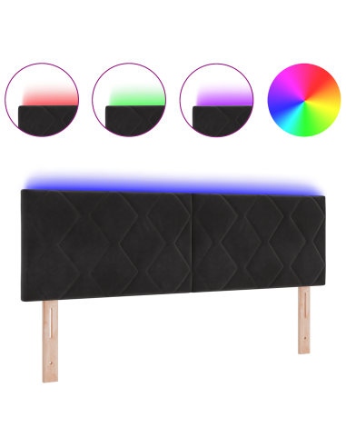 Testiera LED Nero 144 cm Pelle Sintetica