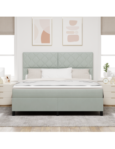 Letto a Sorgente LED Grigio chiaro 180 x 200 cm Tessuto