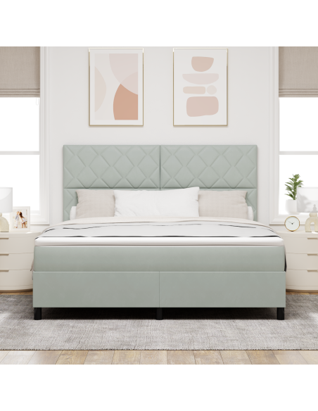Letto con Rete a Molle e Materasso & Luce LED Grigio Chiaro 180x200 cm Velluto