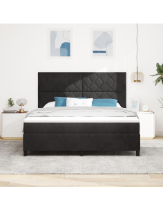 Letto a Sorgente LED con materasso Nero 180 x 200 cm Tessuto