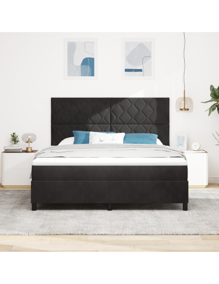 Letto Box Spring con Materasso e LED Nero 180x200 cm Velluto