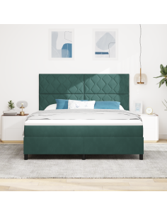 Letto a Sorgente LED Verde Scuro 180 x 200 cm Tessuto