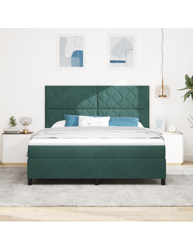 Letto a Sorgente LED Verde Scuro 180 x 200 cm Tessuto