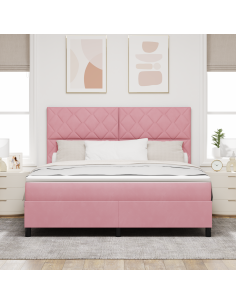 Letto a Sorgente LED con materasso Rosa 180 x 200 cm Tessuto