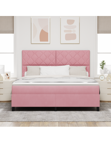 Letto a Sorgente LED con materasso Rosa 180 x 200 cm Tessuto