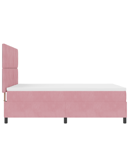 Letto Box Spring  con Materasso e LED Rosa 140x200 cm in Velluto