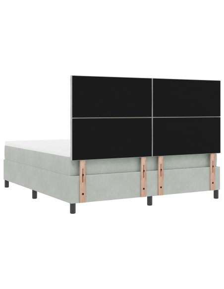 Letto con Rete a Molle e Materasso & Luce LED Grigio Chiaro 180x200 cm Velluto