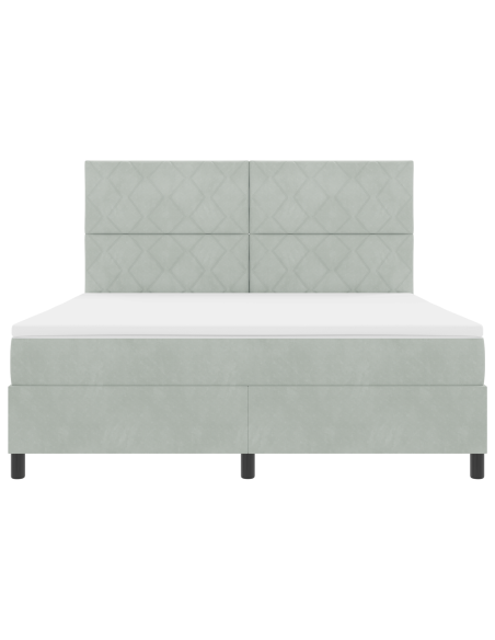 Letto con Rete a Molle e Materasso & Luce LED Grigio Chiaro 180x200 cm Velluto