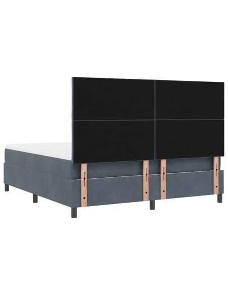 Letto Box Spring con Materasso e LED Grigio Scuro 180x200 cm Velluto