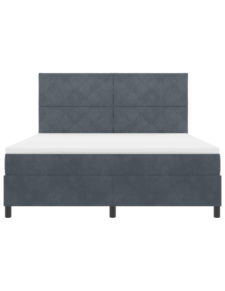 Letto Box Spring con Materasso e LED Grigio Scuro 180x200 cm Velluto