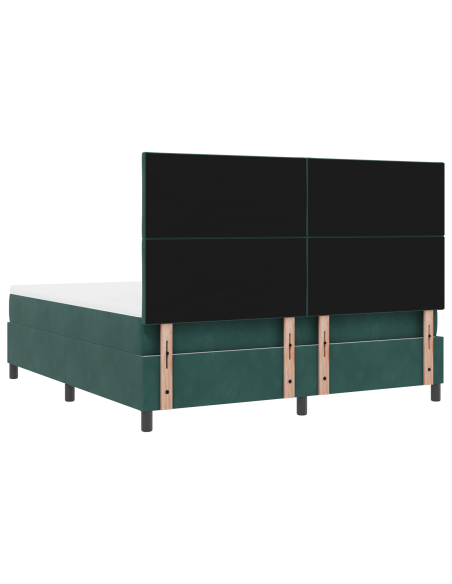 Letto Box Spring con Materasso e LED Verde Scuro 180x200 cm Velluto