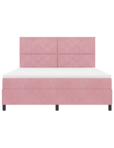 Letto a Sorgente LED con materasso Rosa 180 x 200 cm Tessuto