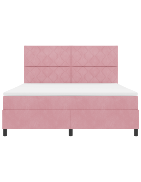Letto a Sorgente LED con materasso Rosa 180 x 200 cm Tessuto