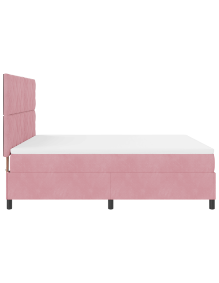 Letto a Molle con Materasso e LED Rosa 180x200 cm Velluto
