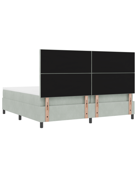 Letto a Rete con Materasso e Luce LED Grigio Chiaro 200x200 cm Velluto