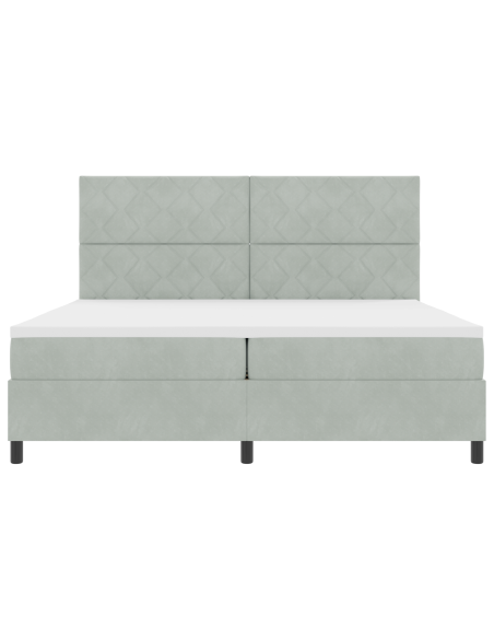 Letto a Rete con Materasso e Luce LED Grigio Chiaro 200x200 cm Velluto