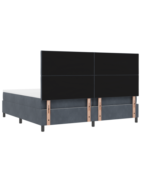 Letto Box Spring con Materasso e LED Grigio Scuro 200x200 cm in Velluto