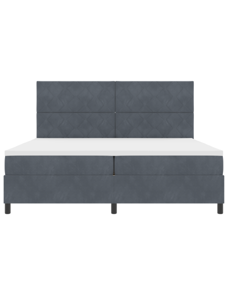Letto Box Spring con Materasso e LED Grigio Scuro 200x200 cm in Velluto