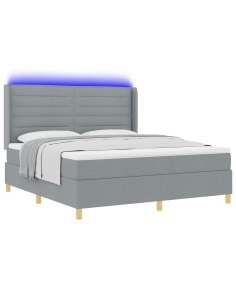 Letto a molle con materasso Grigio chiaro 140 x 200 cm Tessuto