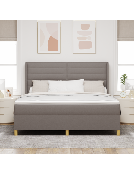 letto a molle vitaXL con materasso e LED tortora 180x200 cm in tessuto
