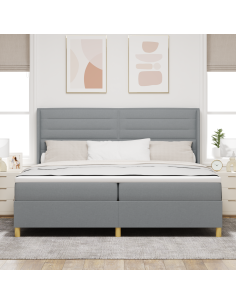 Letto a molle con materasso Grigio chiaro 140 x 200 cm Tessuto