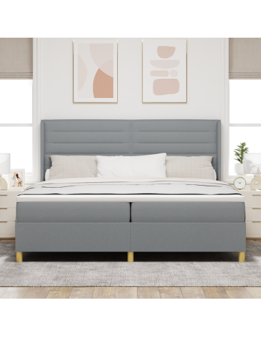 Letto a molle con materasso Grigio chiaro 140 x 200 cm Tessuto