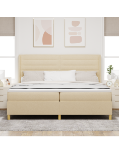 Letto a molle con materasso Crema 140 x 200 cm Tessuto