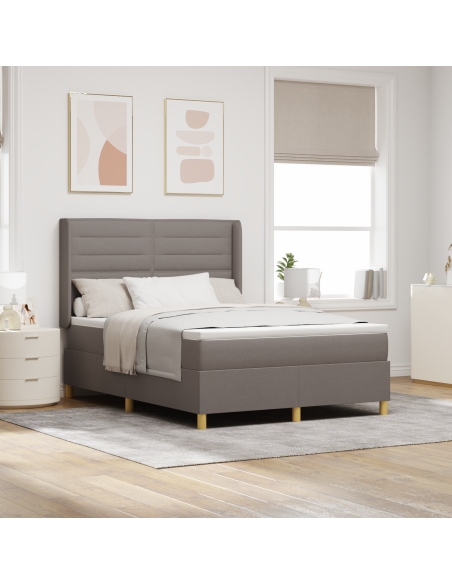 letto box spring  con materasso e LED tortora 160x200 cm in tessuto
