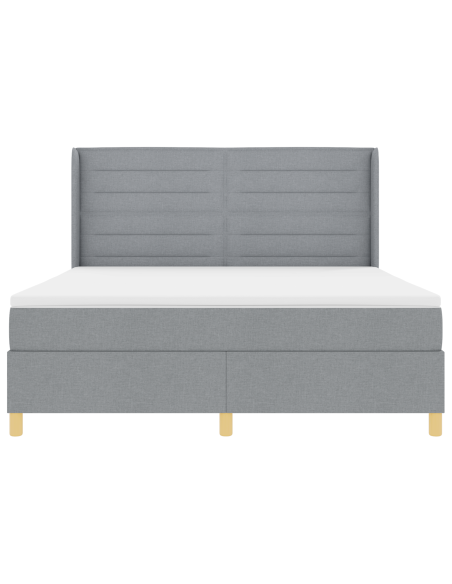 Letto Box Spring con Materasso e Luce LED Grigio Chiaro 180x200 cm Tessuto