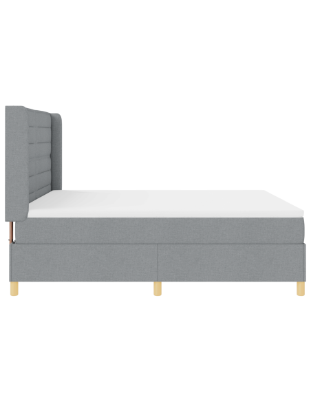 Letto Box Spring con Materasso e Luce LED Grigio Chiaro 180x200 cm Tessuto