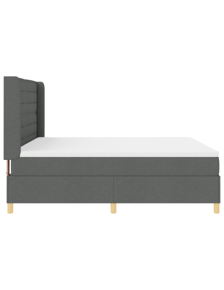 Letto a Box con Materasso e LED Grigio Scuro 180x200 cm in Tessuto