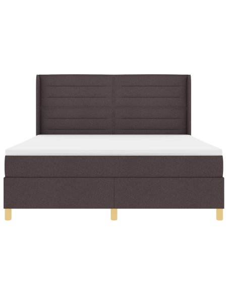 Letto Box Spring con Materasso & LED Marrone Scuro 180x200 cm Tessuto
