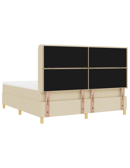 Letto con Rete a Molle e Materasso & LED Crema 180x200 cm Tessuto