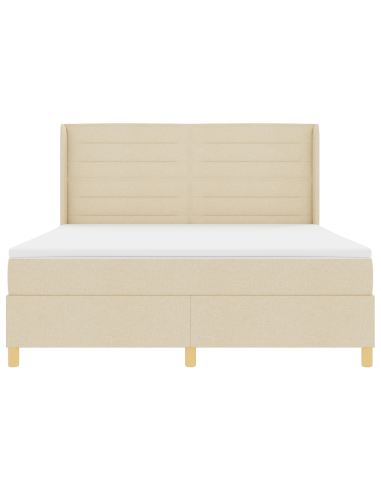 Letto a molle con materasso Crema 140 x 200 cm Tessuto