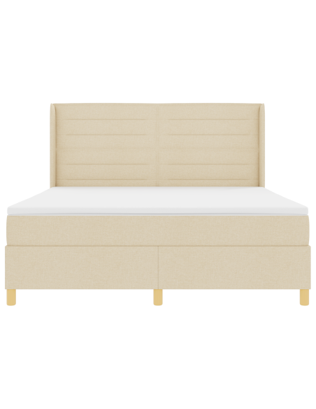 Letto con Rete a Molle e Materasso & LED Crema 180x200 cm Tessuto