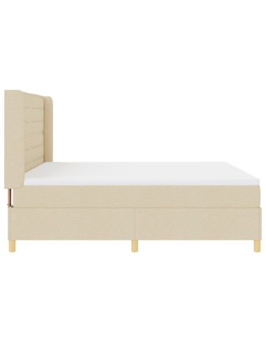 Letto a molle con materasso Crema 140 x 200 cm Tessuto
