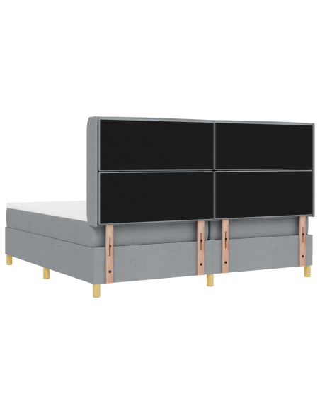 Letto a Molle  con Materasso e Luce LED Grigio Chiaro 200x200 cm Tessuto