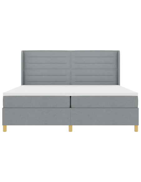 Letto a Molle  con Materasso e Luce LED Grigio Chiaro 200x200 cm Tessuto
