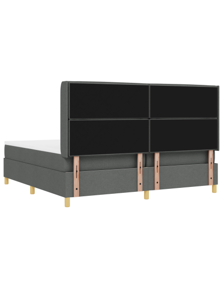 Letto con Rete a Molle e Materasso & LED Grigio Scuro 200x200 cm in Tessuto
