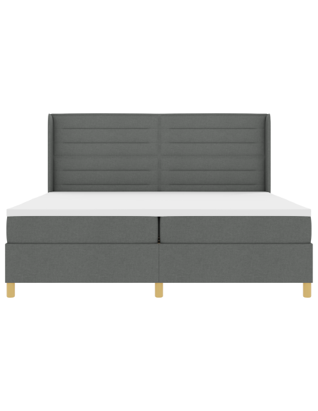 Letto con Rete a Molle e Materasso & LED Grigio Scuro 200x200 cm in Tessuto