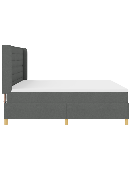 Letto con Rete a Molle e Materasso & LED Grigio Scuro 200x200 cm in Tessuto