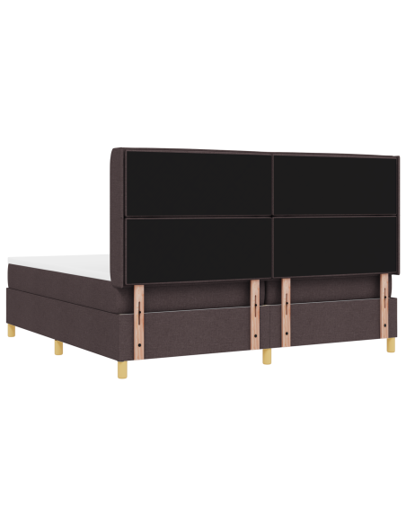 Letto a Rete con Materasso e LED Marrone Scuro 200x200 cm Tessuto