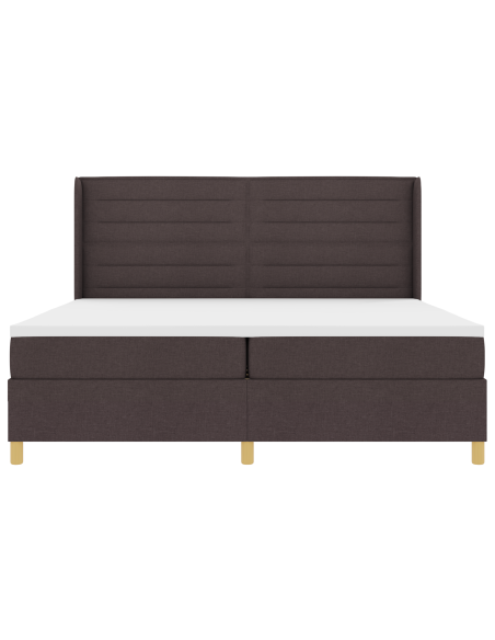 Letto a Rete con Materasso e LED Marrone Scuro 200x200 cm Tessuto