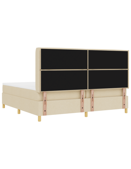 Letto Box Spring con Materasso e LED Crema 200x200 cm Tessuto